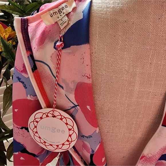 92 Umgee Floral Print Short Bell Sleeve V-Neck Romper with a Waist Tie - Picture 6 of 6